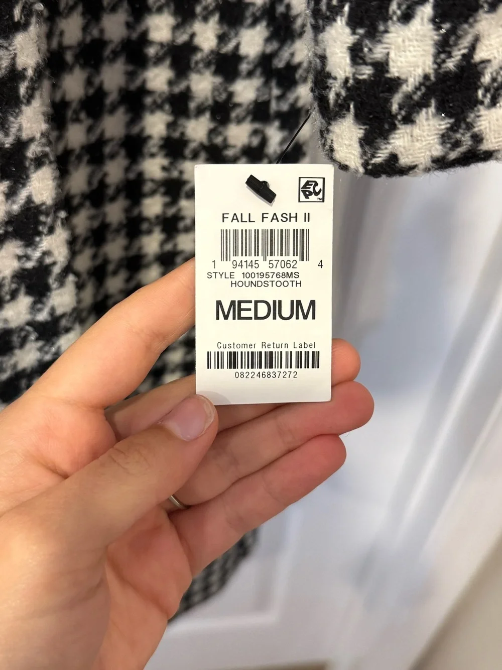 INC (International Concepts) Black and White Houndstooth Trench Coat - BRAND NEW